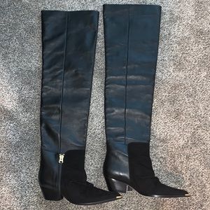 Schutz tenia thigh high over the knee black boots with golden tip size 9